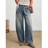image:imageCHARTOU Women Vintage Barrel Jeans Patchwork Denim Wide Leg Pants Boyfriend Sean Front Baggy Jeans SweatpantsRetro Blue