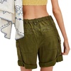image:imageCHARTOU Womens High Waisted Denim Cargo Shorts Drawstring Back Elastic Waist Rolled for Casual SummerArmy Green