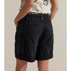 image:imageCHARTOU Womens High Waisted Denim Cargo Shorts Drawstring Back Elastic Waist Rolled for Casual SummerBlack