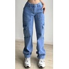 image:imageCHARTOU Womens Y2K Street Wear High Waist Straight Wide Leg Cargo Denim JeansBlue