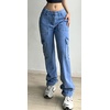 image:imageCHARTOU Womens Y2K Street Wear High Waist Straight Wide Leg Cargo Denim JeansBlue