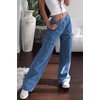 image:imageCHARTOU Womens Y2K Street Wear High Waist Straight Wide Leg Cargo Denim JeansBlue