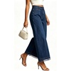 image:imageWomen High Waist Wide Leg Cropped Jeans Lace Hem Loose Fit Ankle Denim PantsDark Blue