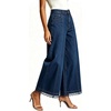image:imageWomen High Waist Wide Leg Cropped Jeans Lace Hem Loose Fit Ankle Denim PantsDark Blue