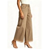 image:imageWomen High Waist Wide Leg Cropped Jeans Lace Hem Loose Fit Ankle Denim PantsKhaki