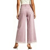 image:imageWomen High Waist Wide Leg Cropped Jeans Lace Hem Loose Fit Ankle Denim PantsPink