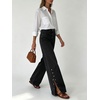 image:imageWomen High Waist Wide Leg Jeans Side Rivet Stud Split Flare Casual Denim PantsBlack