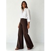 image:imageWomen High Waist Wide Leg Jeans Side Rivet Stud Split Flare Casual Denim PantsChocolate Brown
