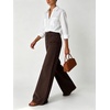 image:imageWomen High Waist Wide Leg Jeans Side Rivet Stud Split Flare Casual Denim PantsChocolate Brown
