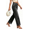 image:imageWomens High Waist Cropped Wide Leg Jeans Lace Trim Flared Ankle Denim PantsBlack