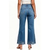 image:imageWomens High Waist Cropped Wide Leg Jeans Lace Trim Flared Ankle Denim PantsBlue
