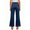 image:imageWomens High Waist Cropped Wide Leg Jeans Lace Trim Flared Ankle Denim PantsDark Blue