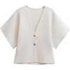 image:imageCHARTOU Women Fashion Summer Short Sleeve Knit Sweaters Vest Casual V Neck Button Down Crop Cardigan ClothesWhite
