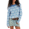 image:imageCHARTOU Women Floral Chunky Knit Sweater Y2k Cropped Pullover Top Casual Fall JumperBlue
