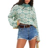 image:imageCHARTOU Women Floral Chunky Knit Sweater Y2k Cropped Pullover Top Casual Fall JumperGreen