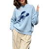 image:imageCHARTOU Women Long Sleeve Sweaters Pullover Fall Winter Crewneck Lobster Knit JumperLight Blue