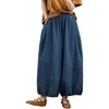 image:imageCHARTOU Women Polka Dot Baggy Jeans Cropped Denim Balloon Wide Leg Pants Drawstring Palazzo Jeans CulottesBlue