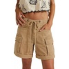 image:imageCHARTOU Womens High Waisted Denim Cargo Shorts Drawstring Back Elastic Waist Rolled for Casual SummerKhaki