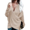 image:imageCHARTOU Womens Trendy V Neck Crisscross Knitted Sweater Pullover Knitwear XLargeApricot