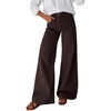 image:imageWomen High Waist Wide Leg Jeans Side Rivet Stud Split Flare Casual Denim PantsChocolate Brown