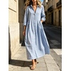 image:imageCHARTOU Women Gingham Maxi Shirt Dress Casual Long Sleeve Button Down Flowy Plaid DressLight Blue