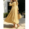 image:imageCHARTOU Women Gingham Maxi Shirt Dress Casual Long Sleeve Button Down Flowy Plaid DressYellow