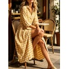 image:imageCHARTOU Women Gingham Maxi Shirt Dress Casual Long Sleeve Button Down Flowy Plaid DressYellow