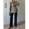 image:imageCHARTOU Women Plaid Shirt Top Detachable Shawl Button Down Long Sleeve Blouses with BeltKhaki