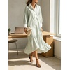 image:imageCHARTOU Women Striped Maxi Shirt Dress Lapel Collar Half Button Long Sleeve Ruffle Casual DressGreen