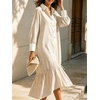 image:imageCHARTOU Women Striped Maxi Shirt Dress Lapel Collar Half Button Long Sleeve Ruffle Casual DressKhaki