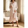 image:imageCHARTOU Women Striped Maxi Shirt Dress Lapel Collar Half Button Long Sleeve Ruffle Casual DressPink
