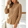 image:imageWomen Polka Dot Denim Shirt Ruffle Trim Button Down Blouse Casual Jean TopsKhaki