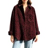 image:imageCHARTOU Womens Leopard Corduroy Oversized Snap Button Shirt Jacket with PocketsBurgundy