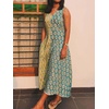 image:imageCHARTOU Women Color Block Long Flowy Dress Summer Boho Floral Beach Vacation Sundress with PocketsPink