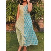 image:imageCHARTOU Women Color Block Long Flowy Dress Summer Boho Floral Beach Vacation Sundress with PocketsPink