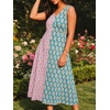 image:imageCHARTOU Women Color Block Long Flowy Dress Summer Boho Floral Beach Vacation Sundress with PocketsYellow