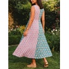 image:imageCHARTOU Women Color Block Long Flowy Dress Summer Boho Floral Beach Vacation Sundress with PocketsYellow
