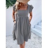 image:imageCHARTOU Women Plaid Gingham Short Dress Summer Ruffle Flutter Sleeve Cute Dresses with PocketsBlack