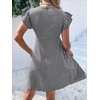 image:imageCHARTOU Women Plaid Gingham Short Dress Summer Ruffle Flutter Sleeve Cute Dresses with PocketsBlack