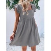 image:imageCHARTOU Women Plaid Gingham Short Dress Summer Ruffle Flutter Sleeve Cute Dresses with PocketsBlack