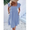 image:imageCHARTOU Women Plaid Gingham Short Dress Summer Ruffle Flutter Sleeve Cute Dresses with PocketsBlue