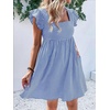 image:imageCHARTOU Women Plaid Gingham Short Dress Summer Ruffle Flutter Sleeve Cute Dresses with PocketsBlue