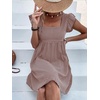 image:imageCHARTOU Women Plaid Gingham Short Dress Summer Ruffle Flutter Sleeve Cute Dresses with PocketsCoffee