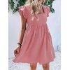 image:imageCHARTOU Women Plaid Gingham Short Dress Summer Ruffle Flutter Sleeve Cute Dresses with PocketsRed