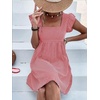 image:imageCHARTOU Women Plaid Gingham Short Dress Summer Ruffle Flutter Sleeve Cute Dresses with PocketsRed