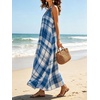 image:imageCHARTOU Women Sleeveless Plaid Maxi Dress Summer Boho Long Sundress Beach CoverupBlue