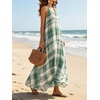 image:imageCHARTOU Women Sleeveless Plaid Maxi Dress Summer Boho Long Sundress Beach CoverupGreen