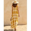 image:imageCHARTOU Women Sleeveless Plaid Maxi Dress Summer Boho Long Sundress Beach CoverupYellow