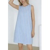 image:imageCHARTOU Women Summer Cotton Linen Dresses Sleeveless Striped ALine Mini Sundress Beach Vacation Dress with PocketsBlue