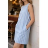 image:imageCHARTOU Women Summer Cotton Linen Dresses Sleeveless Striped ALine Mini Sundress Beach Vacation Dress with PocketsBlue